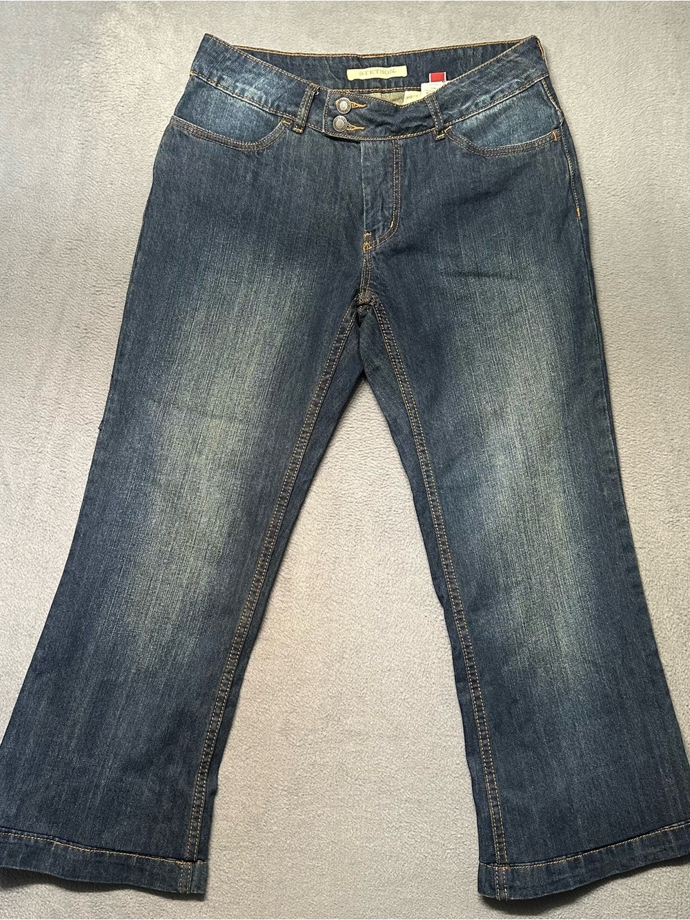 Stetson 214 Womens 10 Regular Trouser Jeans Medium Wash Wide Leg Hemmed Denim in